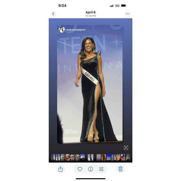 Jovani Couture Pageant Prom Dress Gown Rhinestone Black Size 2 Somers Earrings - Picture 12 of 16